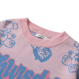 Men Fall Outfits Hip Hop Bear Jacquard Loose-Fitting Pullover Sweaters Coat