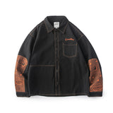 Men Shacket Long Sleeve Autumn Shirt Vintage Paisley Patchwork Retro Work Clothes Shirt Men's Long Sleeve Jacket Student Top