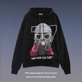 Men Fall Outfits Retro Hip Hop Sweater Autumn and Winter Portrait Hiphop Hoodie