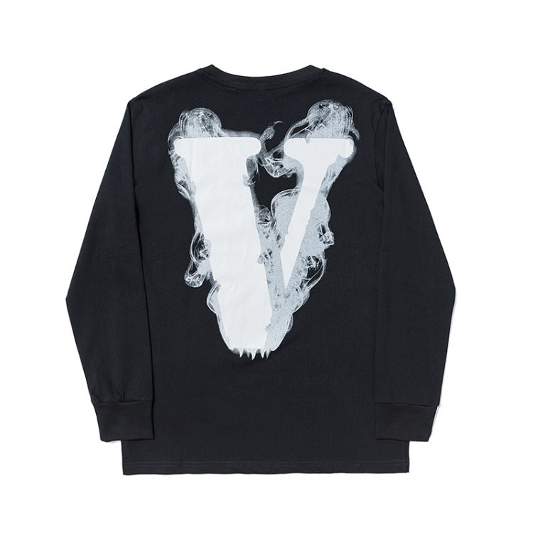 Vlone Pop Smoke The Woo Sweatshirt Smoke Demon Angel Wings Bottoming Shirt
