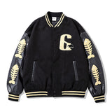 Mens Fall Outfits Bone Embroidery Hip Hop Retro Baseball Uniform Stitching Jacket Jacket