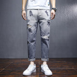 Men Distressed Jeans Man Ripped Jean Destructed Denim Pants Cropped Pants Men Spring Summer New Personalized Gradient Jeans Men