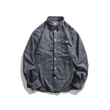 Men Shacket Long Sleeve Autumn Shirt Autumn Campus Student Large Pocket Loose Casual Plaid Shirt