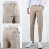 Mens Formal Suit Trousers Straight Leg Office Stretch Slim Fit Suit Pants Summer Pants Bottoms Spring Slim-Fitting Stretch Suit Pants Men's Casual Pants Men Pants