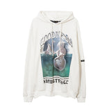 Mens Fall Outfits Portrait Printing Terry Hooded Sweater Couple Loose Top