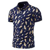 Men Shirt Fashion Slim Fit Shirt Short Sleeve Shirt Large Size Casual Top Summer Men's Fashion Print Short Sleeve Lapel T-shirt Polo Shirt