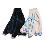 Mens Fall Outfits Bear Graffiti Jacket Turtleneck Pullover Coat