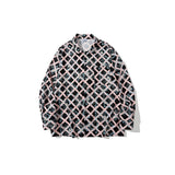 Mens Fall Outfits Loose Cartoon Leopard-Print Long-Sleeved Shirt Casual Top