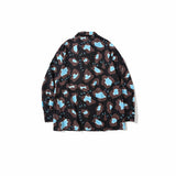 Mens Fall Outfits Loose Cartoon Leopard-Print Long-Sleeved Shirt Casual Top