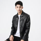 80's Leather Jacket Men's Autumn and Winter Men's Youth Leather Jacket Slim Fit Motorcycle Clothing