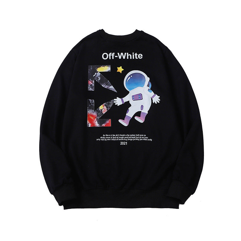 Autumn And Winter Off Cartoon Astronaut Arrow Pattern Terry Sweater Men And Women