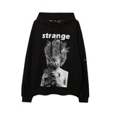 Mens Fall Outfits Portrait Printing Terry Hooded Sweater Couple Loose Top