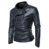 Urban Leather Jacket Men's Leather Coat Male Youth Stand Collar Punk Male Motorcycle PU Leather Jacket