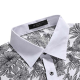 Men Shirt Fashion Slim Fit Shirt Short Sleeve Shirt Large Size Casual Top Summer Men's Casual Printed Short Sleeves Shirt Business Slim-Fitting Flower Shirt