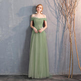 Green Fairycore Dress Bridesmaid Dress Long off-Shoulder Bridesmaid Group Evening Dress Graduation Host Party Dress Female