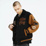 Cheerleader Letterman Jacket Embroidered Loose Stitching Lapel Baseball Uniform