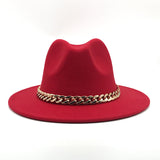 Fedora Hat Golden Chain Woolen Top Hat Fedora Hat Top Hat