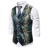 Mens Dress Vests Business Waistcoat Men's Printed Suit Vest