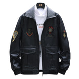 80's Leather Jacket Autumn Men's Leather Jacket Jacket Badge Labeling Embroidered Motorcycle Leather Coat