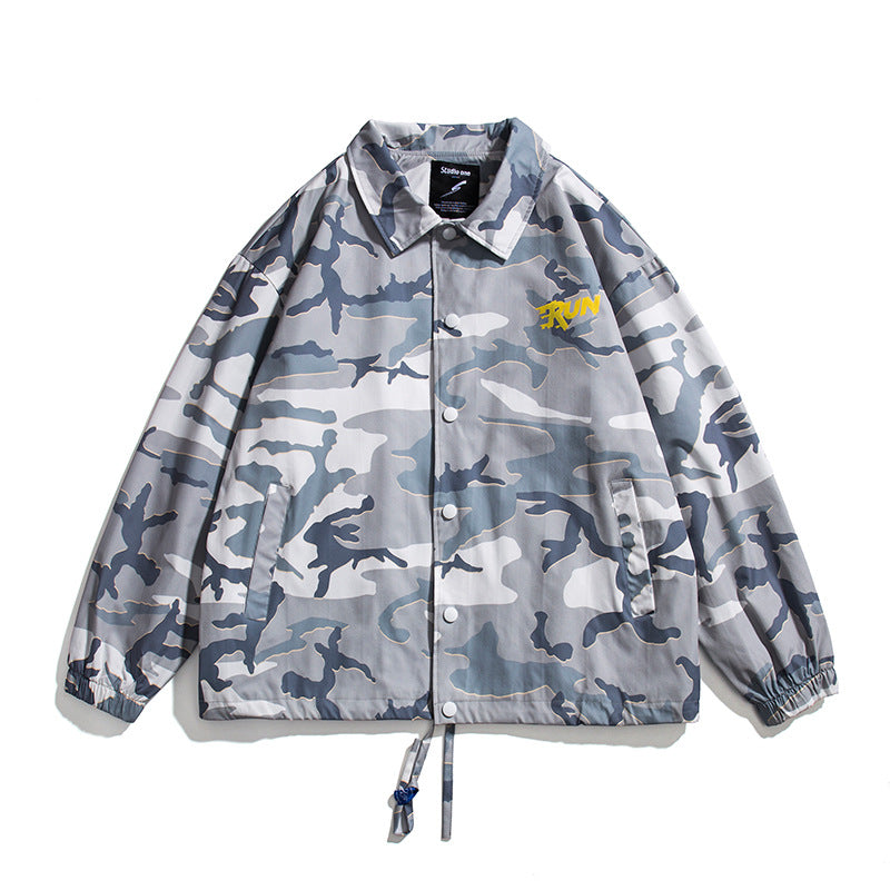 Spring Large Size Sports Trendy All-Match Camouflage Lapel Coach Jacket Jacket Men's Jacket Men Jacket
