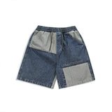 Men Shorts Summer Vintage Men's Shorts Casual Loose Color Matching Denim Beach Pants Trendy Men