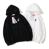 Autumn And Winter Palm Letter Arrow Pattern Hooded Fleece Lined Sweater Men And Women Same Style