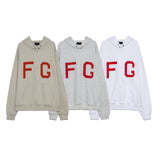 Fog Essentials Hoodie Autumn Winter Red Flocking FG Letter Button Hooded Sweater