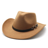 Wester Hats Men Women Woolen Top Hat Western Cowboy Gentleman Jazz Concave-Convex Top Felt Cap
