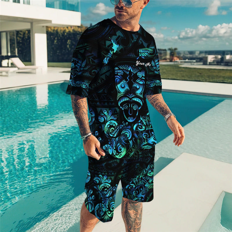 3D T Shirt Loose Sports Shorts Two-Piece Set Printing