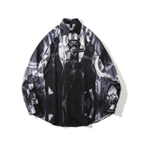 Men Fall Outfits Vintage Printed Shirt Loose Long Sleeve Top