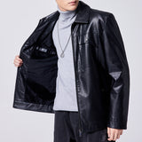 1970 East West Leather Jacket Sheepskin Leather Men's Short Motorcycle Lapel Leather Jacket Coat