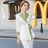 Women Pants Suit Uniform Designs Formal Style Office Lady Bussiness Attire Fashion Suit Host White Collar Professional Tailored Suit Two-Piece Set
