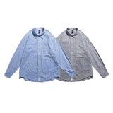 Men Shacket Long Sleeve Autumn Shirt Autumn Shirt Campus Student Three-Dimensional Pocket Loose Striped Shirt Men