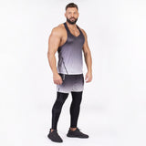 Slim Fit Muscle Gym Men T Shirt Men Rugged Style Workout Tee Tops Muscle Brothers Summer Gradient Sleeveless Men's T-shirt Simple Trend Casual Male Vest