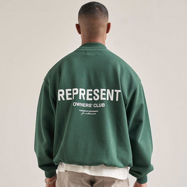 Present Letter Print Sweatshirt Present round Neck Sweater Back Letter Print Loose Casual Couple Long Sleeve Pullover Hoodie Men