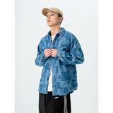 Men Shacket Long Sleeve Autumn Shirt Long Sleeve Couple Loose Shirt Men Plaid Jacket