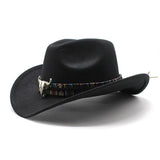 Wester Hats Western Cowboy Hat Ox Horn Woolen Jazz Top Hat Male Ladies' National Style Felt Cap