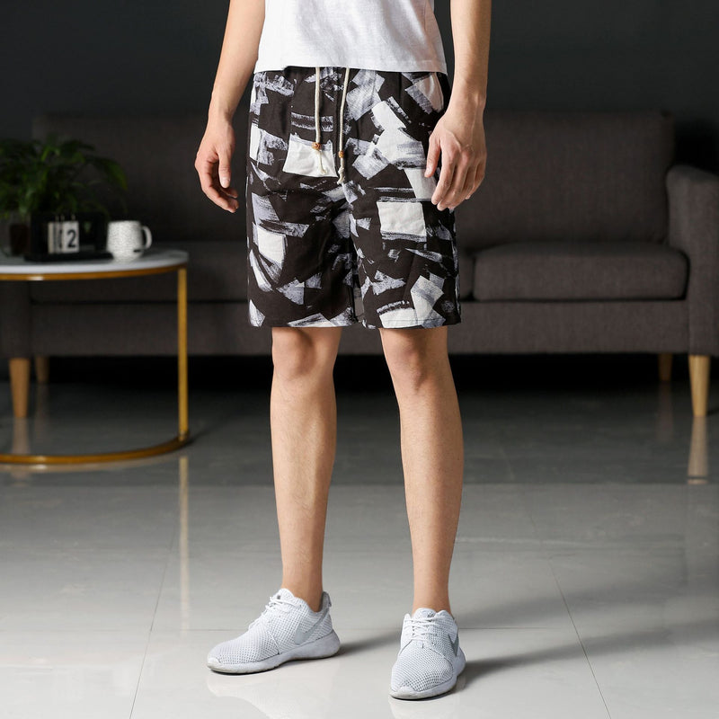 Mens Swim Trunks Men's Short-Sleeved Beach Pants Summer Printed Loose Sports