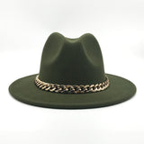 Fedora Hat Golden Chain Woolen Top Hat Fedora Hat Top Hat