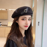 Beret Hat Female Autumn Winter Retro Elegant Graceful Painter Cap