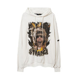 Mens Fall Outfits Portrait Printing Terry Hooded Sweater Couple Loose Top