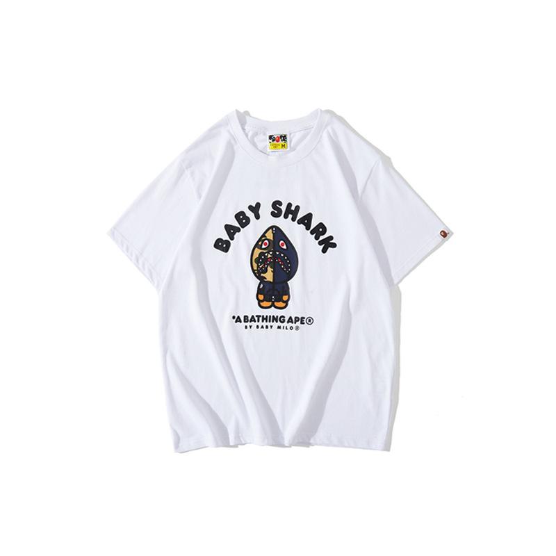 A Ape Print T Shirt Spring/Summer Blue Shark Short Sleeve T-shirt Half Sleeve