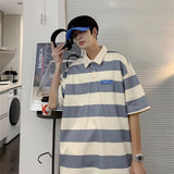 Men Polo Shirts Stripes Polo Collar Top