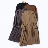 Green Fairycore Dress Japanese Style Design round Neck Dress Mori Style Niche Loose Waist Cardigan Large Swing Skirt A- Line Skirt Autumn
