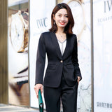 Women Pants Suit Uniform Designs Formal Style Office Lady Bussiness Attire Pink Suit Spring Fashion Two-Piece Suit