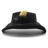 Wester Hats Feather Woolen Jazz Top Hat Men's Ladies' National Style Autumn and Winter Felt Cap Broad-Brimmed Hat