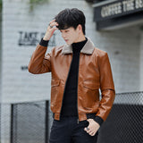 80's Leather Jacket Men's Leather Coat Autumn and Winter Pu Machine Car Clothes Tooling Imitation Leather Coat