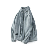 Men Shacket Long Sleeve Autumn Shirt Spring Outfit Shirt Long Sleeve All-Match Solid Color Casual Coat Top Men