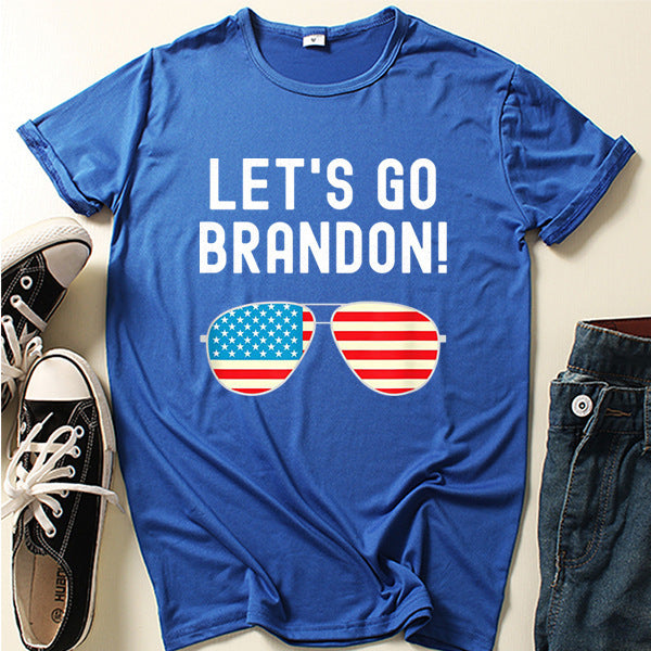 Let's Go Brandon T Shirt English Letter Pattern Short Sleeve T-shirt