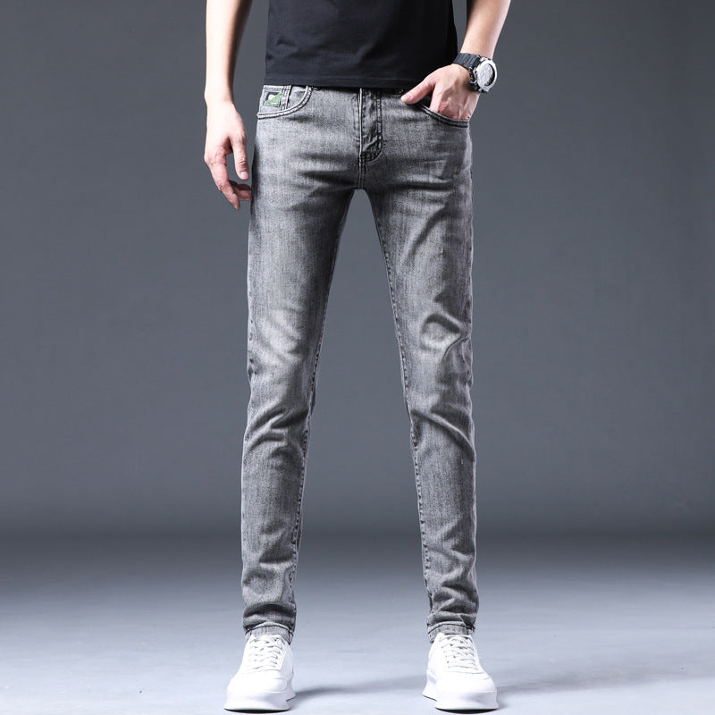 Man Spring Summer Jeans Spring Slim-Fitting Stretch Gray Pencil Pants Jeans Men's Jeans